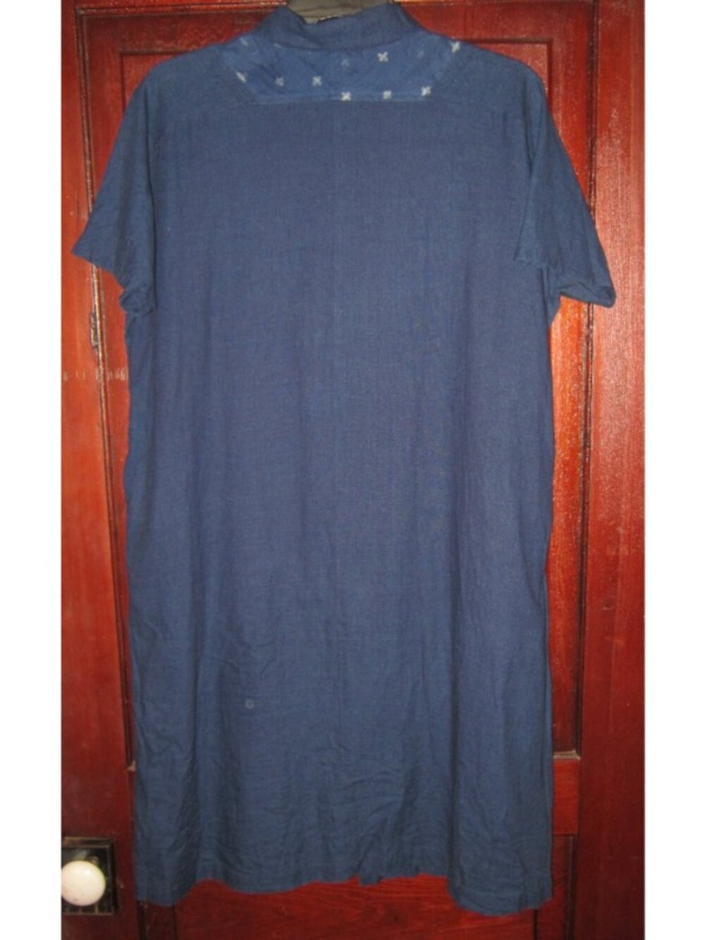 Blue Blue Japan Arigato Pure Indigo M L Shirt Dress 100% Cotton Button Pockets - Picture 2 of 4